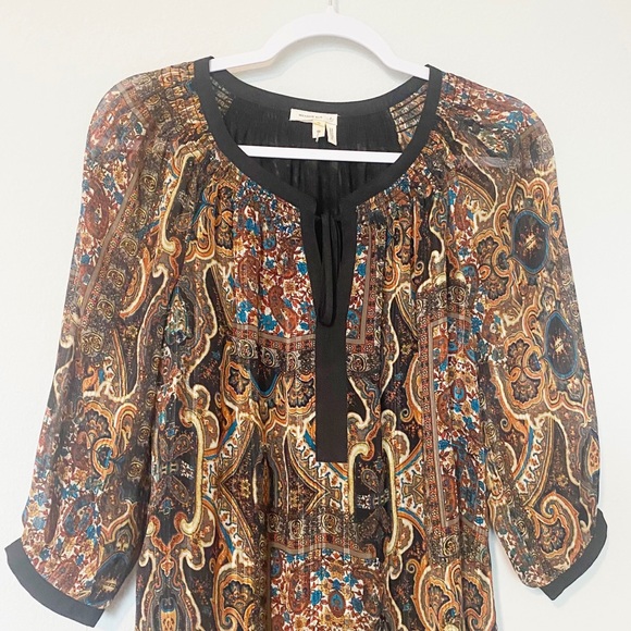 Anthropologie Blouse Meadow Rue Marya Paisley Print Peasant Top Boho Fall Sz XS - Picture 7 of 14
